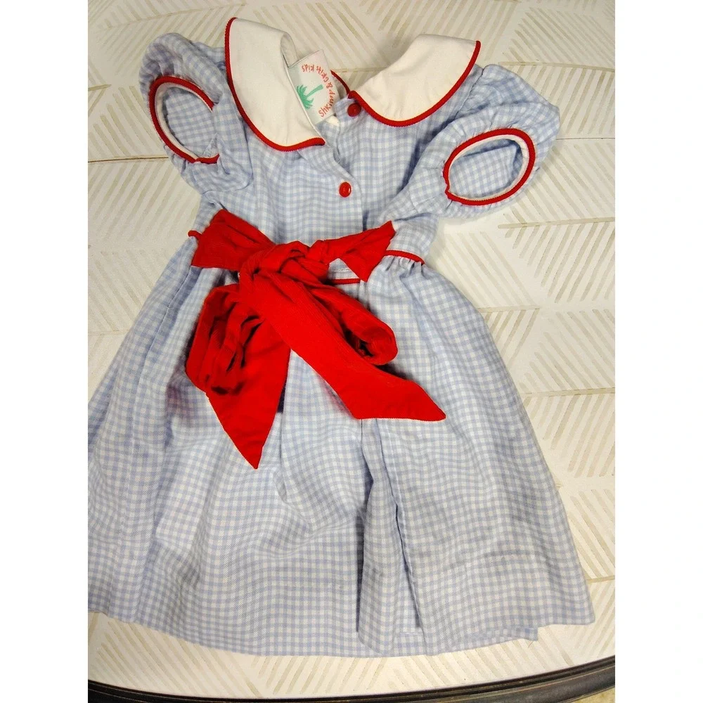 Toddler Girls Dress Bundle Samara Denim Shrimp & Grits‎ Gingham Red Ruffle 18M